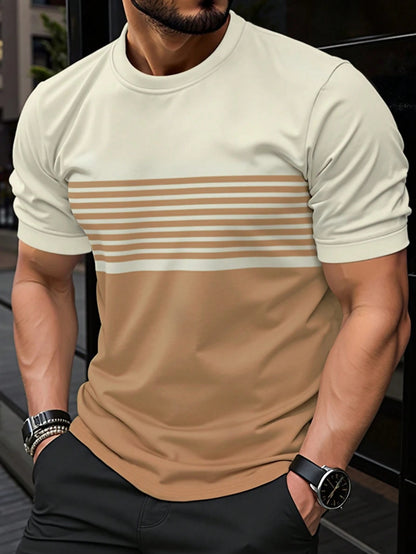 Fashionable And Minimalist Men's Crew-neck Casual Short-sleeve Shirt