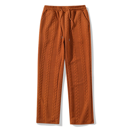 Men's Casual Loose Solid-Color Drawstring Straight-Leg Pants