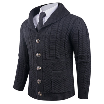 New Men's Long-sleeve Cardigan Sweater Coat Plus-sized
