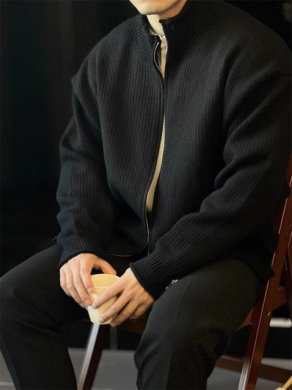 Men's Stand-Up Collar Knitted Cardigan Jacket Vintage Sweater