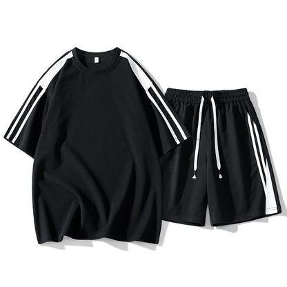 Hong Kong Style Loose Round Neck Short Sleeve Shorts 2-piece Set Leisure Sports Suit Men