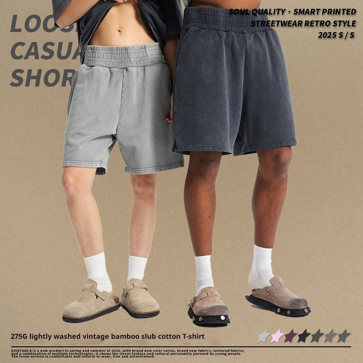 High Street Distressed Wash American Fashion Brand Retro Wide Leg Trendy Men's Shorts