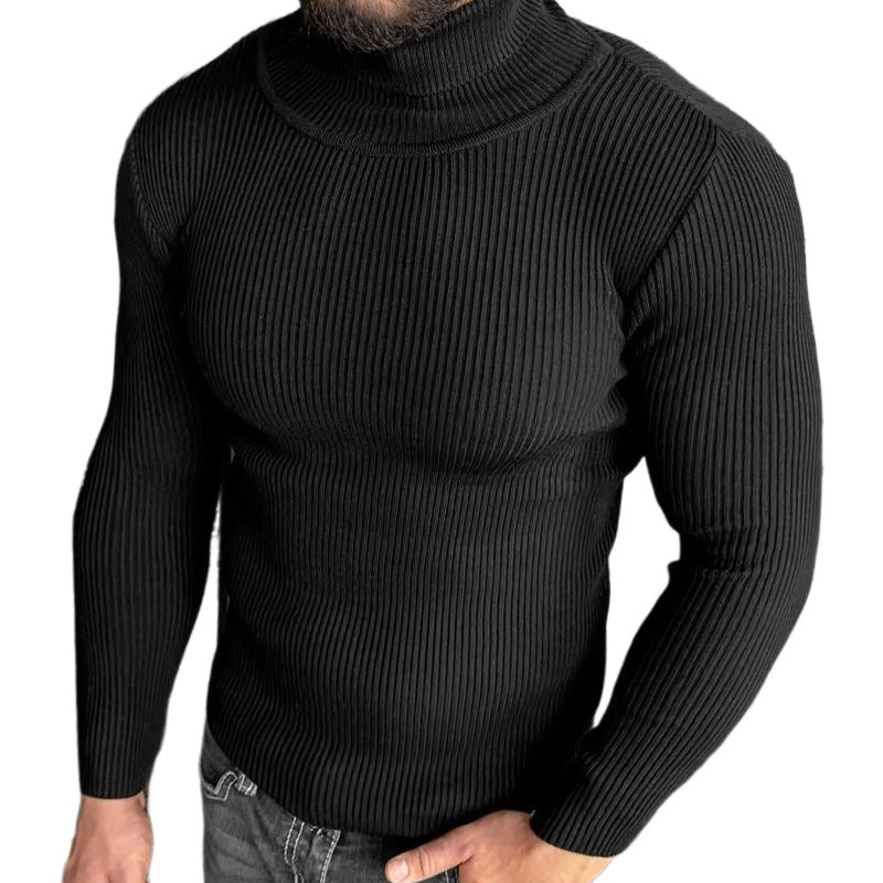 High-neck Slim-fit Long-sleeve Knitted Pullover Base Shirt