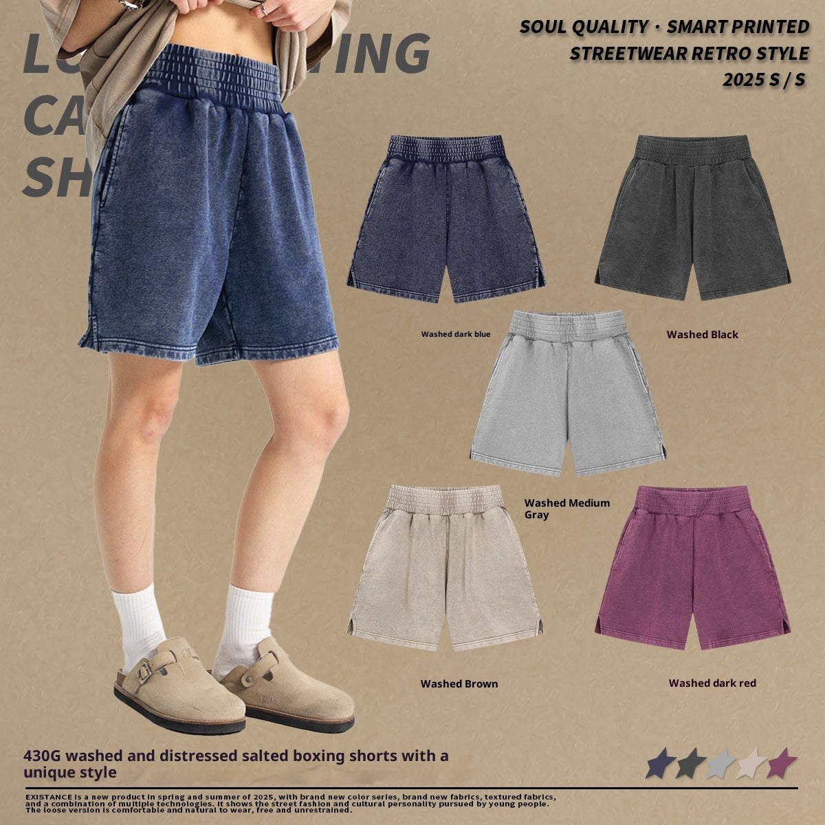 High Street Distressed Wash American Fashion Brand Retro Wide Leg Trendy Men's Shorts