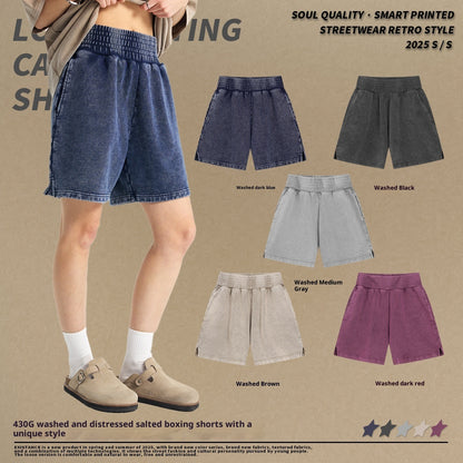 High Street Distressed Wash American Fashion Brand Retro Wide Leg Trendy Men's Shorts