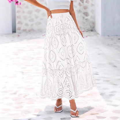 Women's Fashion Hollow-out Elegant Midi Skirt