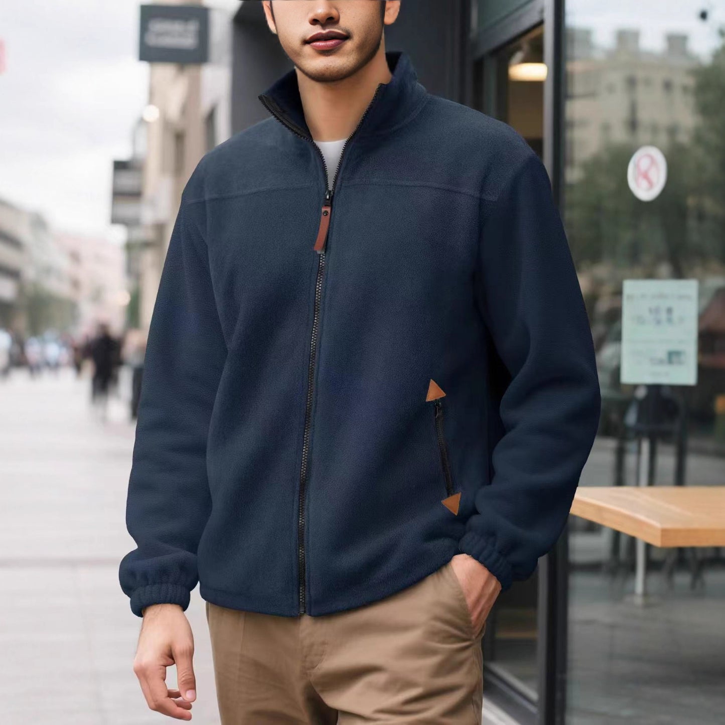 Men's Fleece-Lined Thermal Zip-Up Sports Hoodie