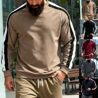 Long Sleeve Striped Base Hoodie For Men