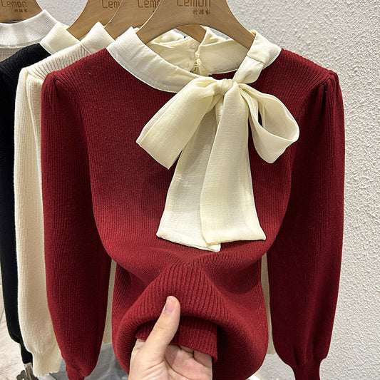 Slim-Fit Pullover mit Puffärmeln und XL-Schleife