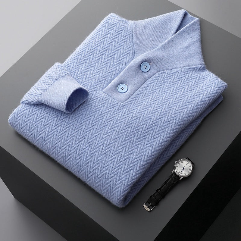 Winter Men's Pure Cashmere Lapel Sweater