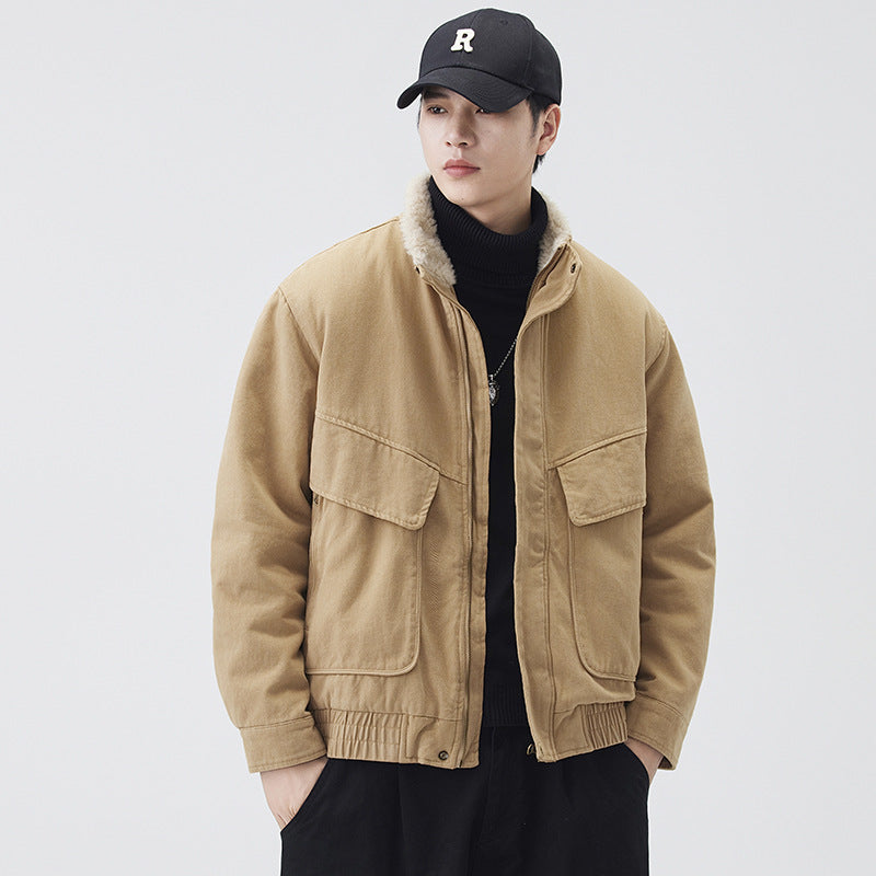 Retro Heavyweight Cotton Warm Stand-collar Jacket
