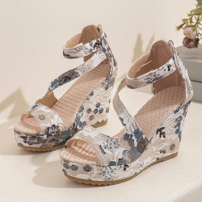 Women's Muffin Wedge Flower Lace Up Lace Fashion Sandals
