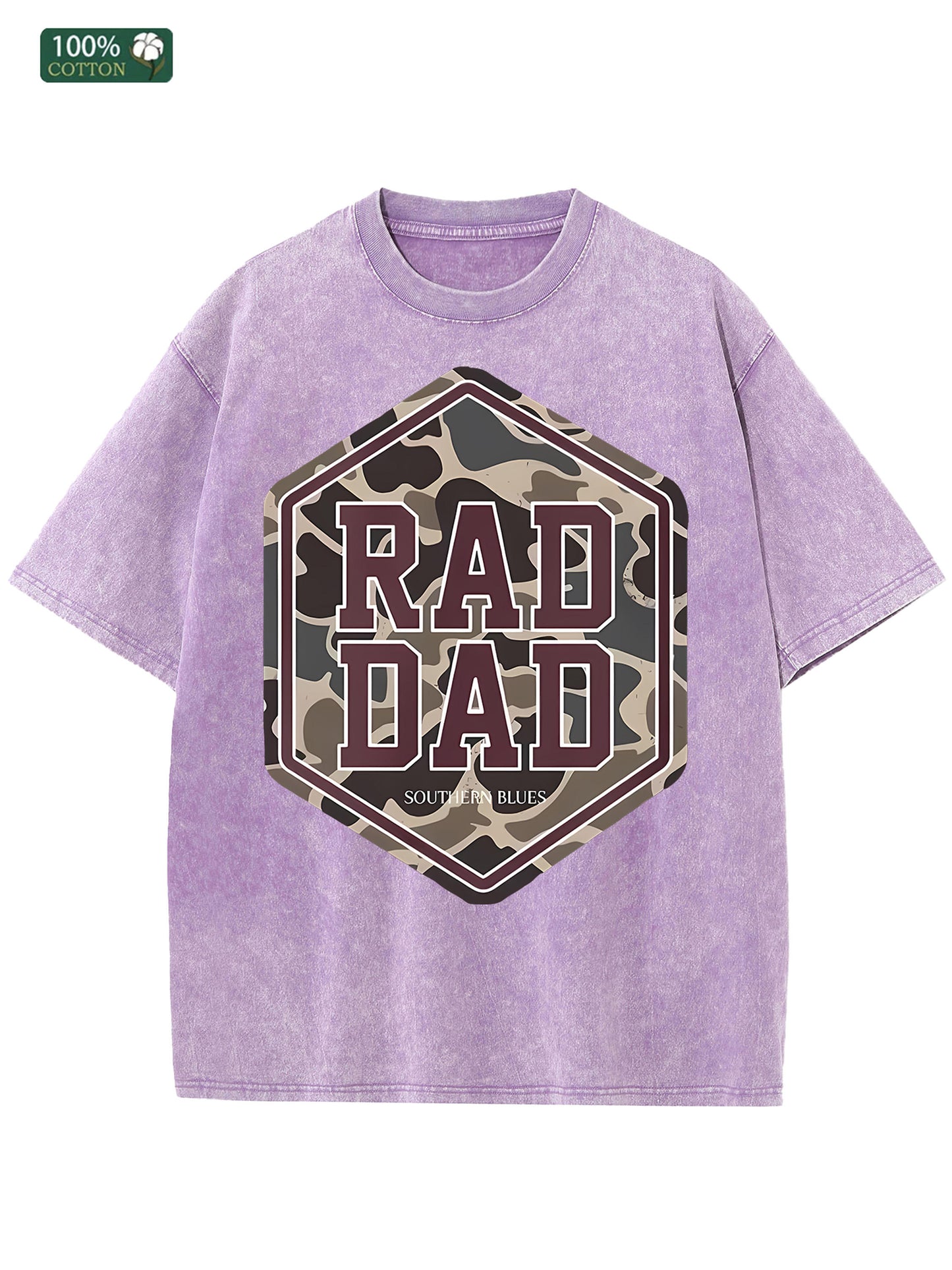 Herren T-Shirt im Vintage Washed-Look – 100 % Baumwolle – Lässiger „Rad Dad“ Print