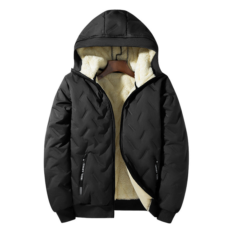 Men's Winter Ultrasonic Lambswool Cotton Padded Jacket For Warmth