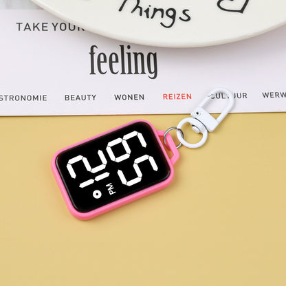 Waterproof Keychain Watch Square-shaped With Large Digits Electronic Touch And Luminous Display