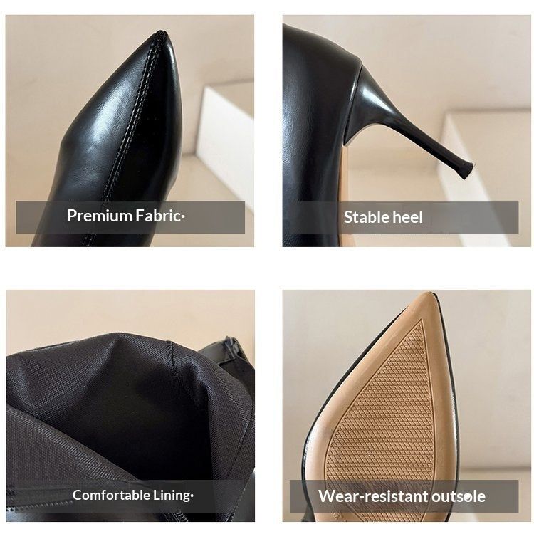 Spitze Stiletto-Ankle-Boots mit Gürtel-Detail