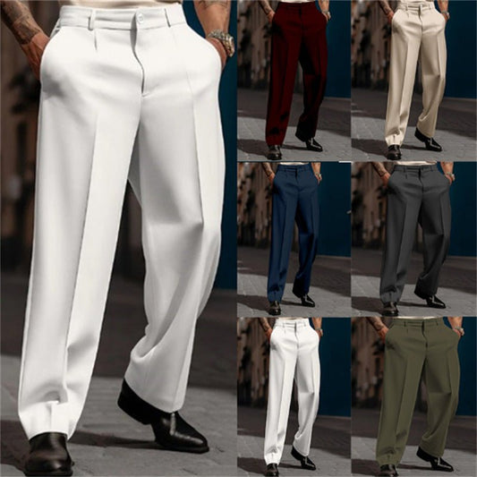 Men's Formal Wear Diagonal Pocket Straight Solid Color Breathable Outdoor Daily Outdoor Fashion Suit Pants - Joker