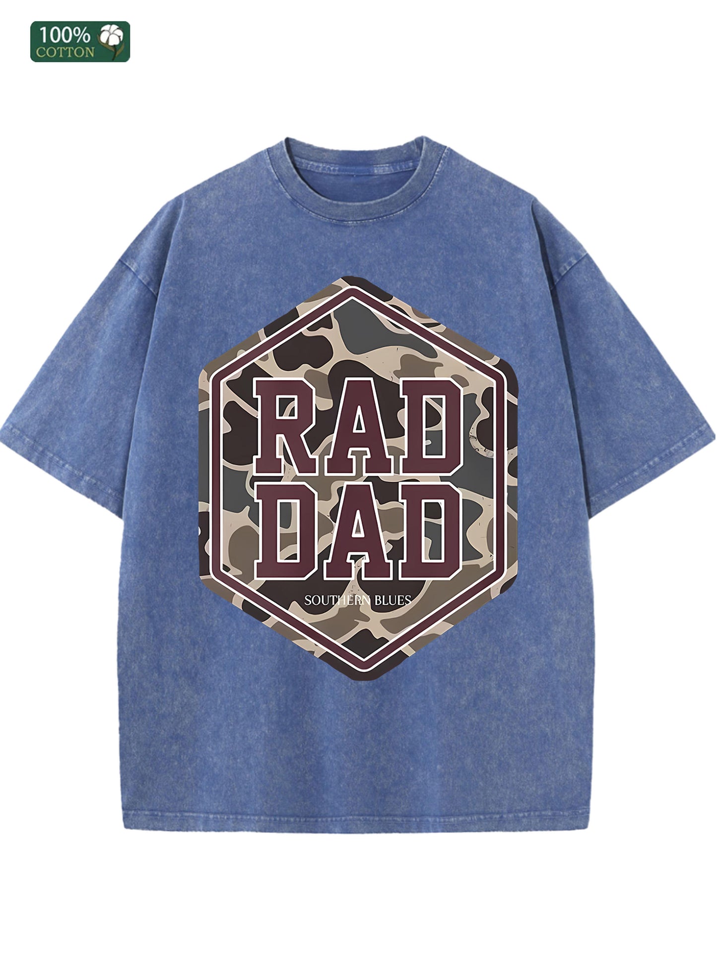 Herren T-Shirt im Vintage Washed-Look – 100 % Baumwolle – Lässiger „Rad Dad“ Print