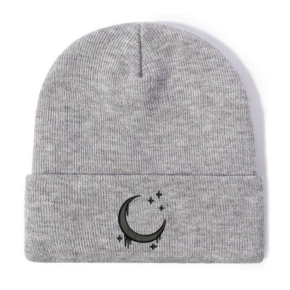 Amazon Embroidered Knitted Hat With Moon And Stars Design AutumnWinter Wool Hat